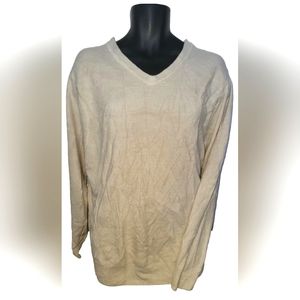 David Taylor Knit Golf Sweater Mens XL Beige V-Neck Super Soft!